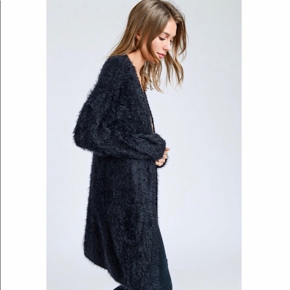 Last one! - Fuzzy Long Cardigan with Pocket Detail - Picture 5 of 6